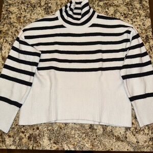 A New Day Striped Black and White Turtleneck Sweater